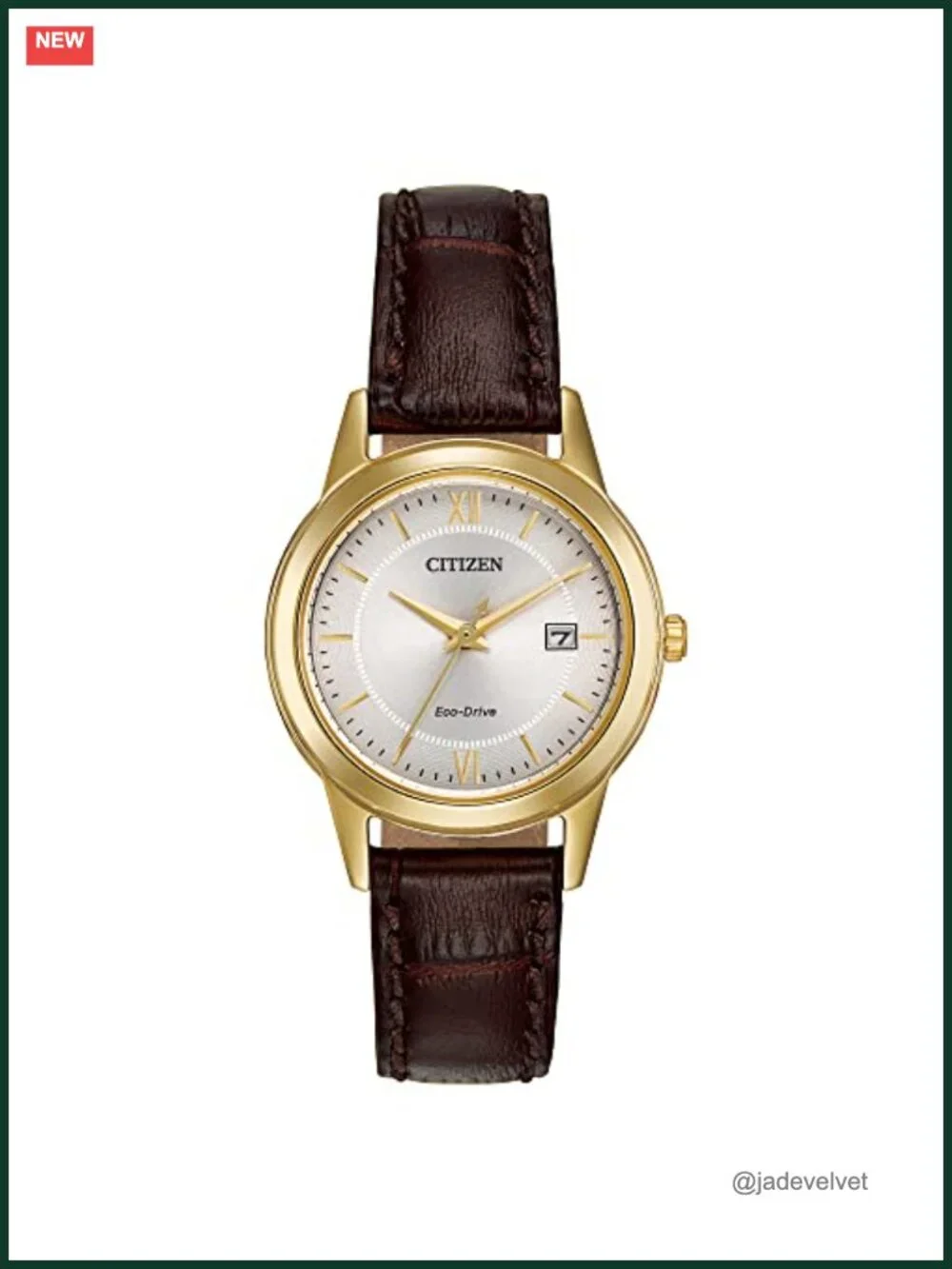 Citizen Eco-Drive Ladies Leather Strap Watch Date Analog